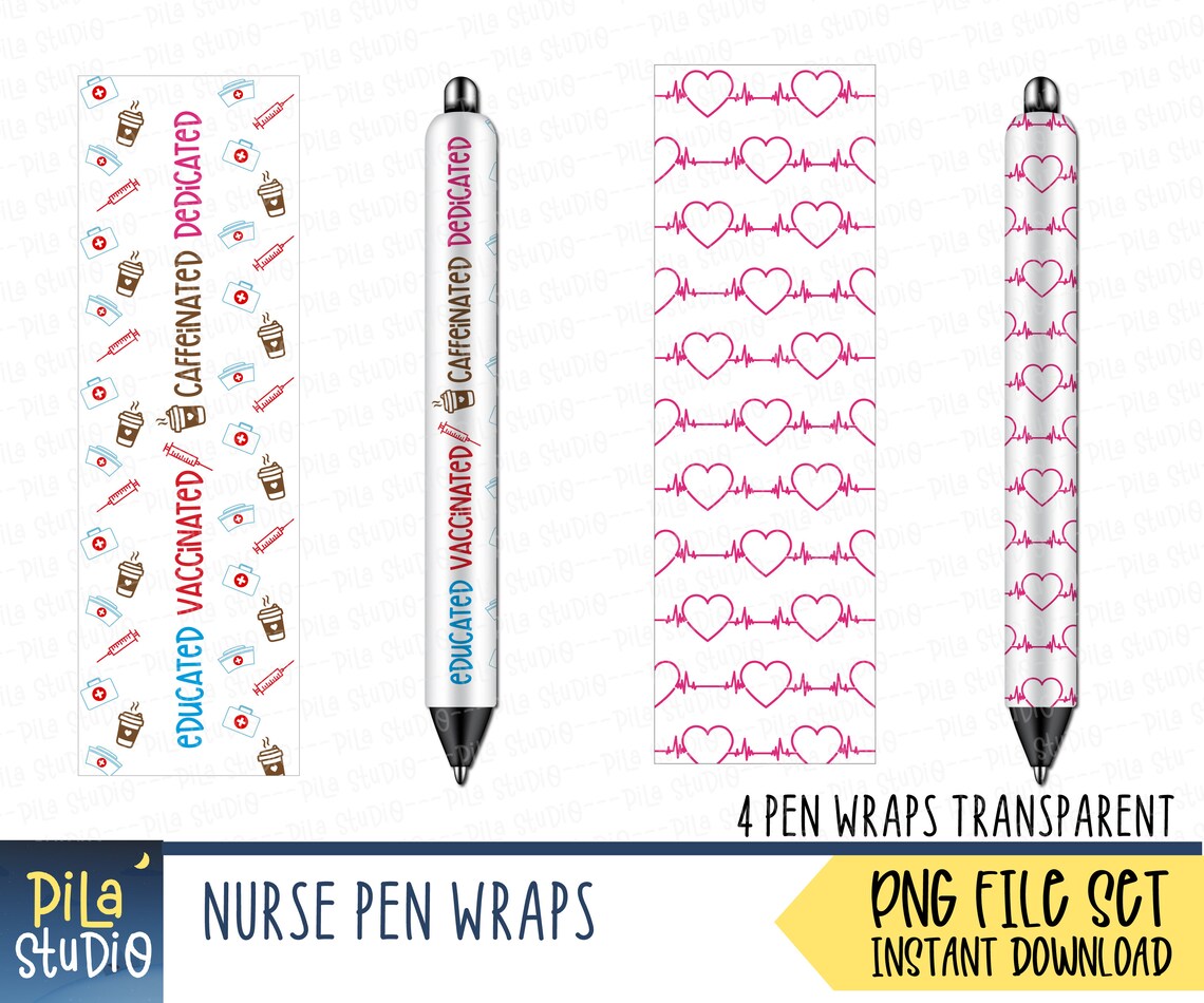 Medical Pen Wraps PNG File Set Nurse Pen Wraps Heart beat Etsy