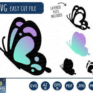 Layered Butterfly SVG, Butterfly svg, Butterfly Clipart, Butterflies Svg, Silhouette, SVG Cutting File,  Printable,eps,png, instant download