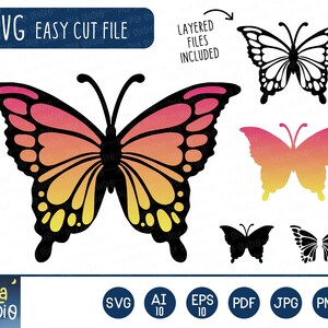 Layered Butterfly SVG, Butterfly svg, Butterfly Clipart, Butterflies Svg, Silhouette, SVG Cutting File,  Printable,eps,png, instant download