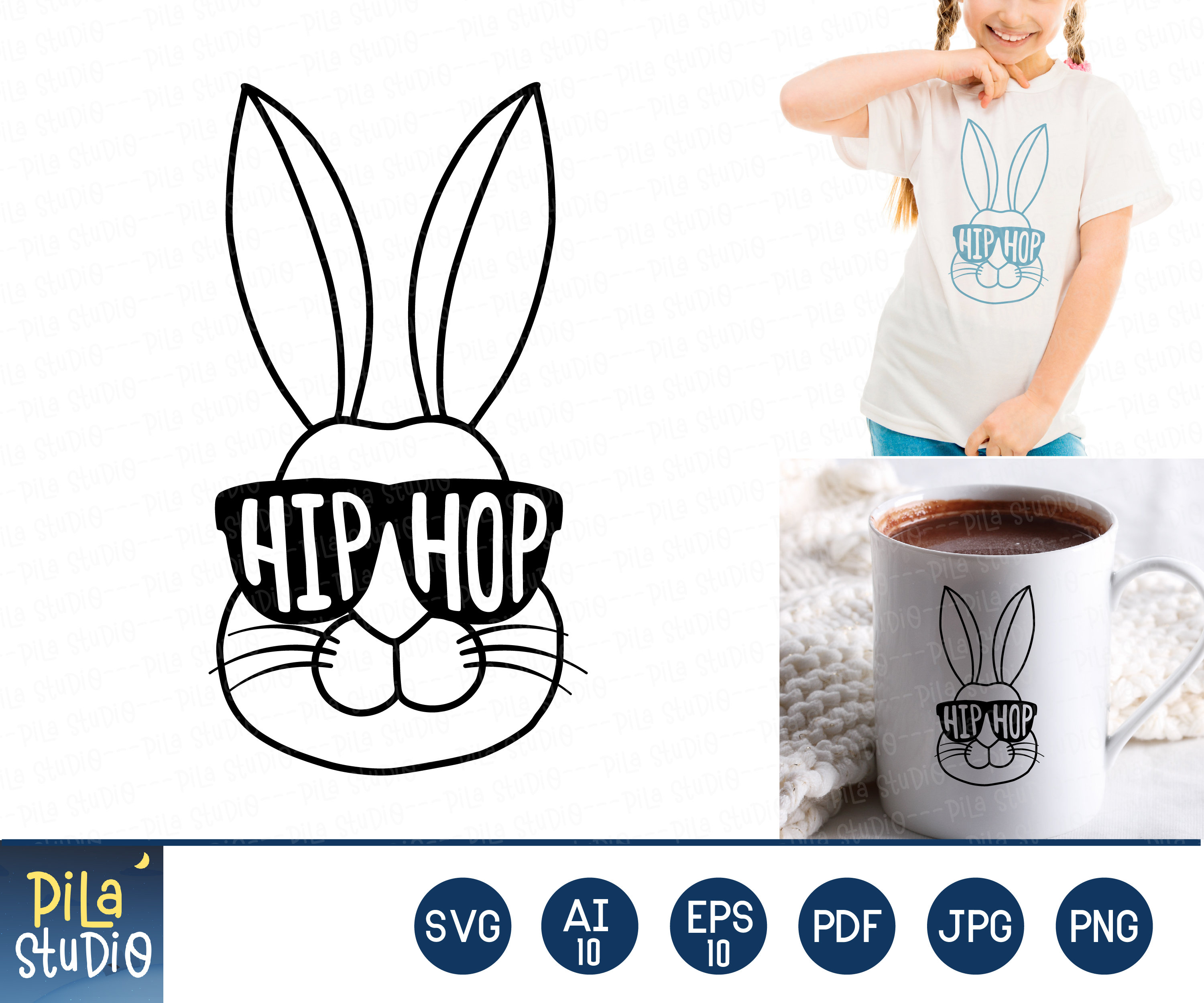 Hip Hop Svg, Cool Bunny Easter SVG, Rabbit SVG File, Happy Easter Svg ...