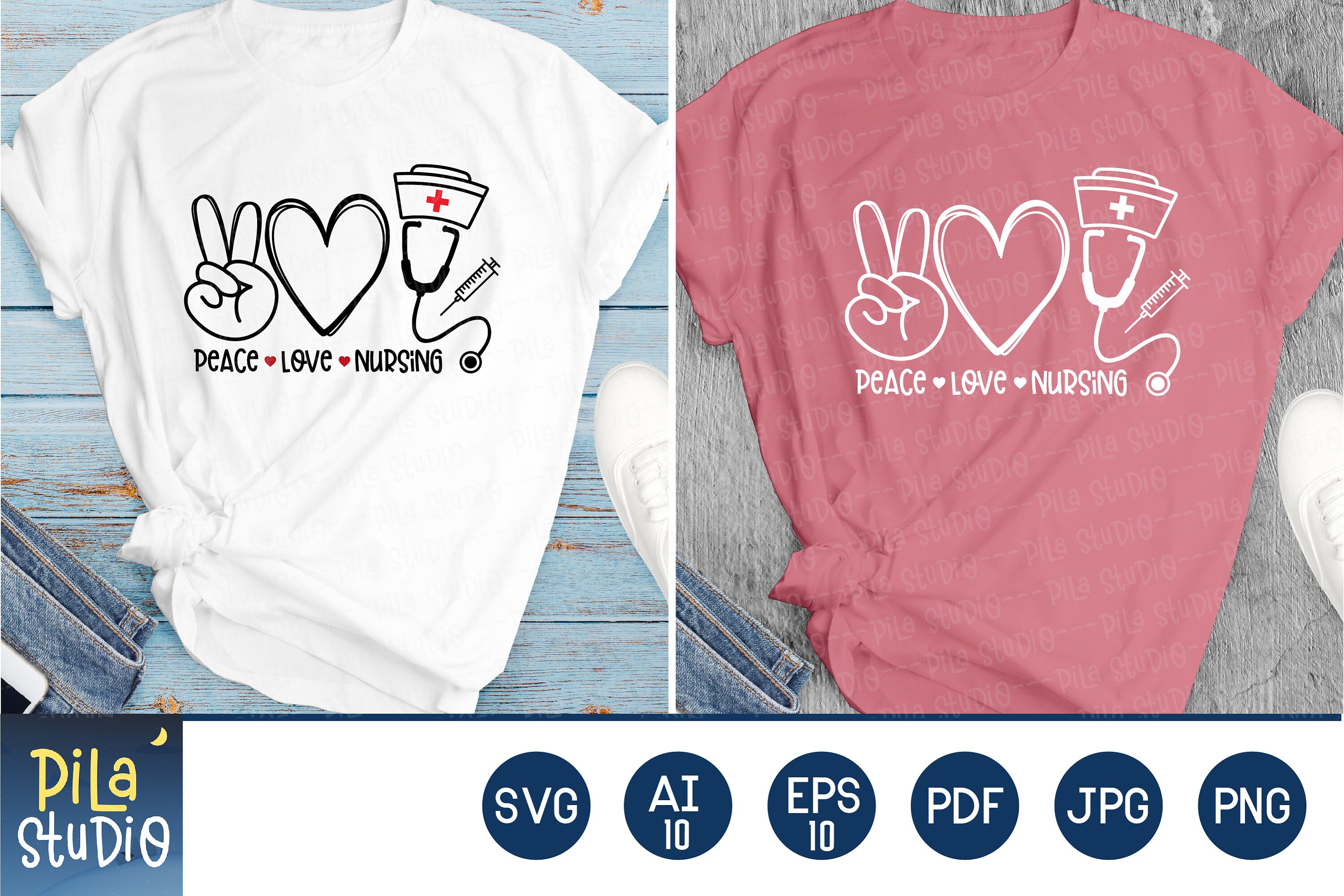 Peace Love Nursing Svg, Nurse Svg, Nurse Stethoscope, SVG Cutting File ...
