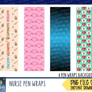 Medical Pen Wraps PNG-bestandsset | Zuster Pen Wraps | Hartslag Pen Wraps | Voor Waterslide- of Vinyl PNG-bestand | direct downloaden