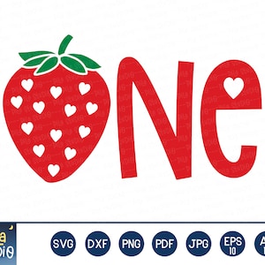 Strawberry One Birthday svg, strawberry svg, strawberry clipart, kids shirt design, Cute Printable, SVG Cutting File, png, instant download