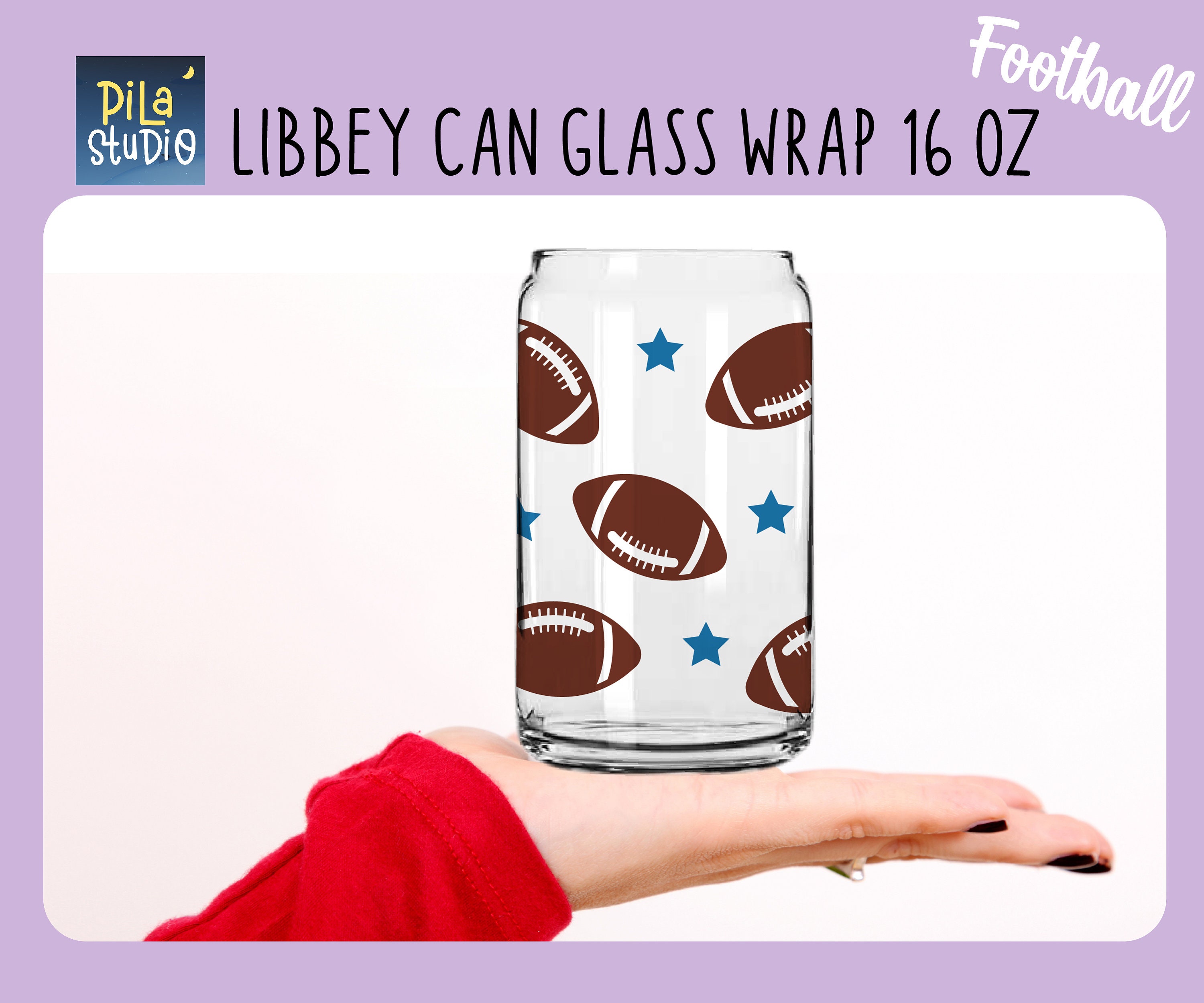 American Football Can Glass Wrap Svg, Sport Full Wrap Libbey 16oz ...