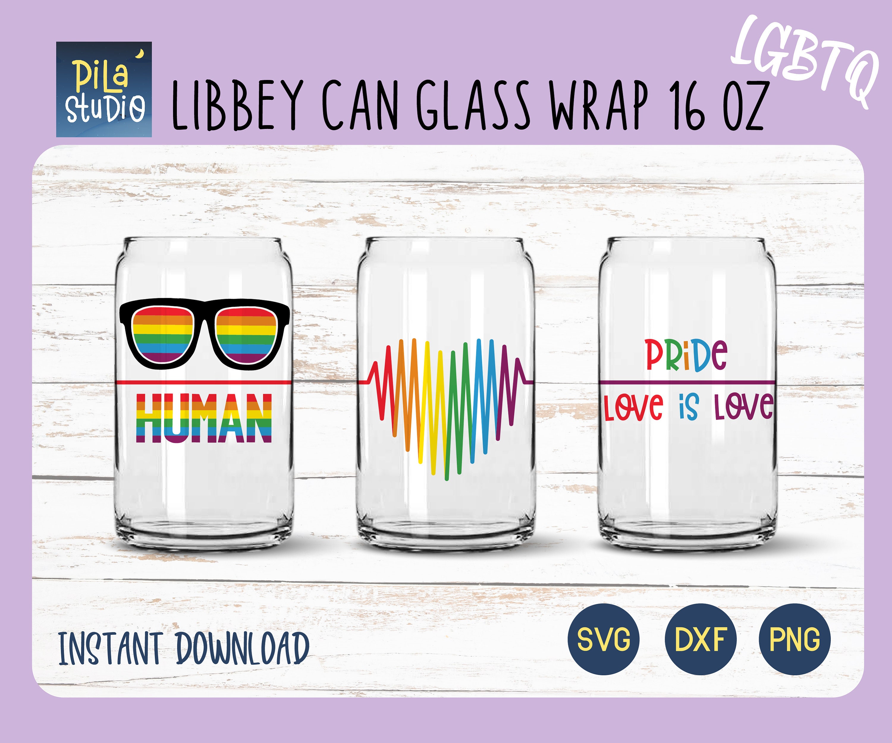 LGBTQ Glass Wrap Svg Pride Can Glass Full Wrap Libbey 16oz | Etsy