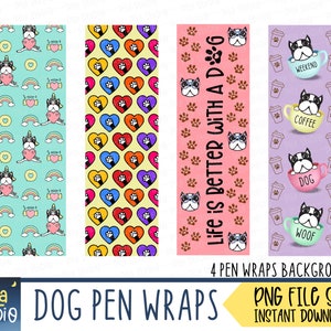 Dog Pen Wrap PNG File Set | Unicorn Pen Wrap | Paw Print| For Waterslide or Vinyl PNG file | instant download,Boston Terrier, French Bulldog