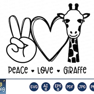 giraffe svg, Peace love giraffe sublimation, giraffe valentine's svg, cute giraffe svg, Clip Art, SVG Cutting File,eps, png,instant download