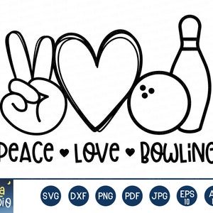 Peace Love Bowling Svg Bowling Lover Svg Bowling Svg - Etsy