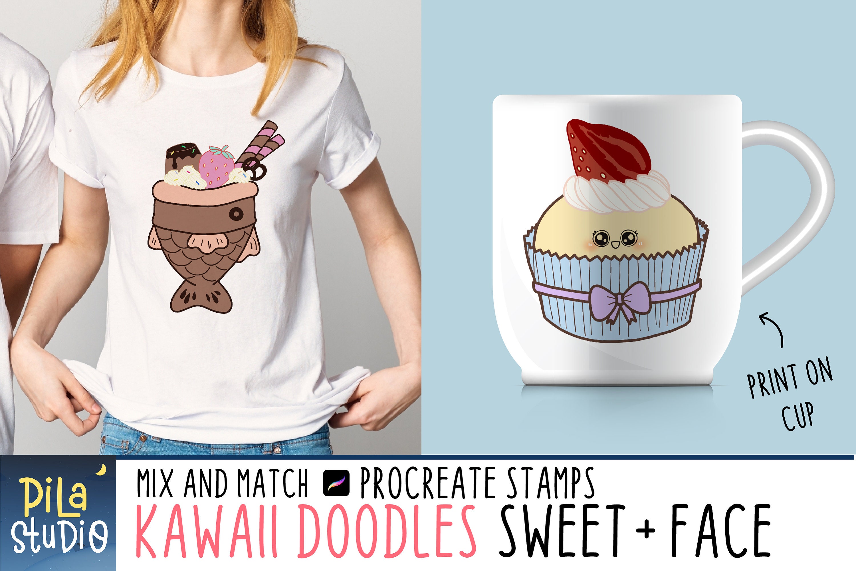 Procreate Brushes Stamps Kawaii Sweet & Cutie Face 41 Doodle | Etsy