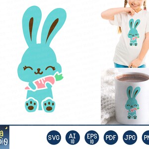 Bunny SVG, Rabbit SVG file, Rabbit with Carrot svg, Easter Bunny svg, SVG Cutting File, Rabbit clip art, Cute Printable, bunny png