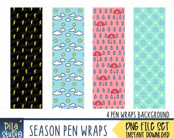 Season Pen Wraps PNG File Set | Summer pen wrap | Snow Pen Wrap | For Waterslide or Vinyl PNG file | instant download