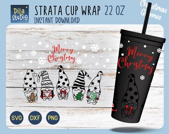 Christmas Gnomes Strata Svg, Christmas Winter Tumbler svg, DIY Full Wrap for Strata Cup 22 Oz Cricut Cut File Svg, Png, Dxf,instant download