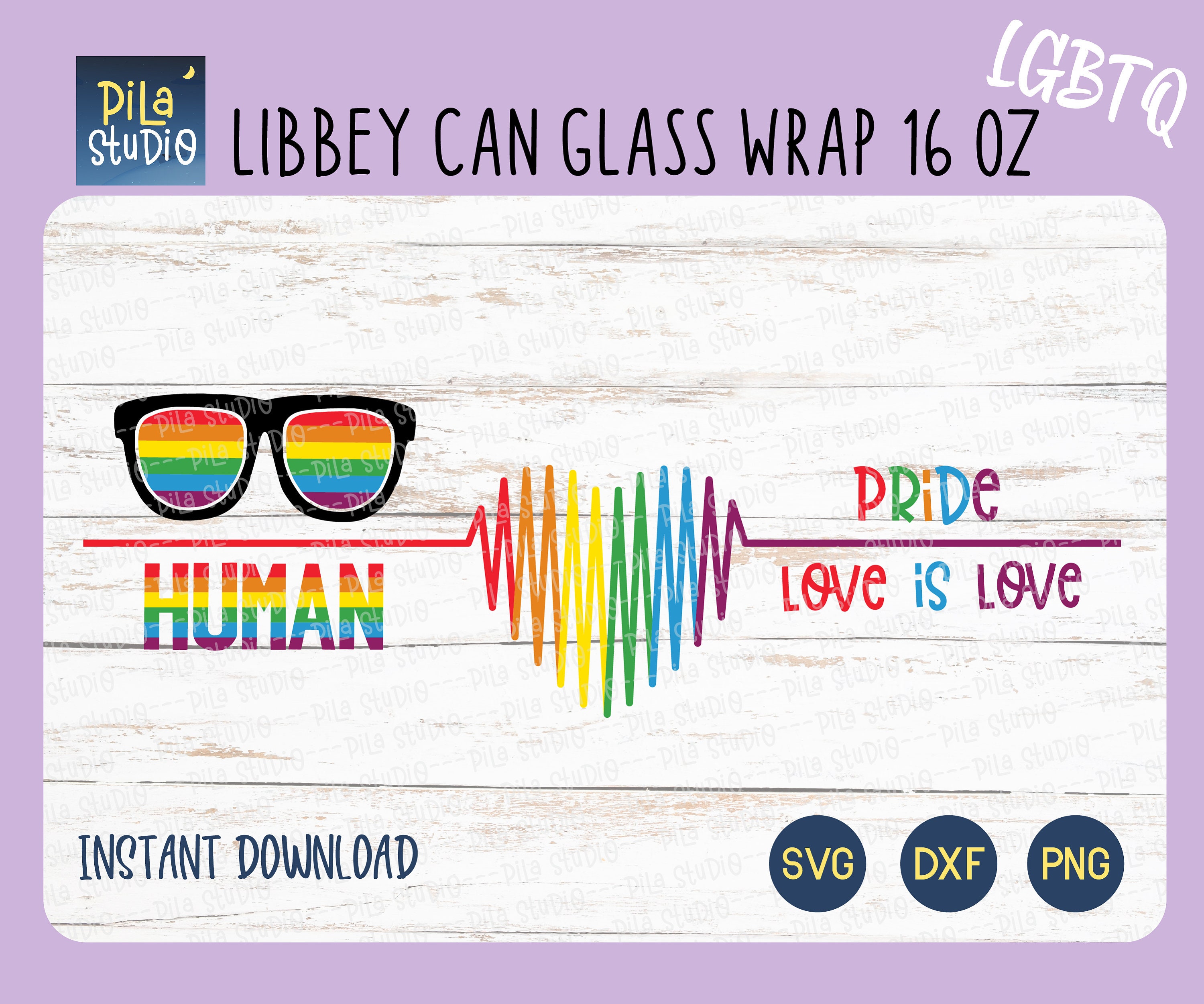 LGBTQ Glass Wrap Svg Pride Can Glass Full Wrap Libbey 16oz | Etsy