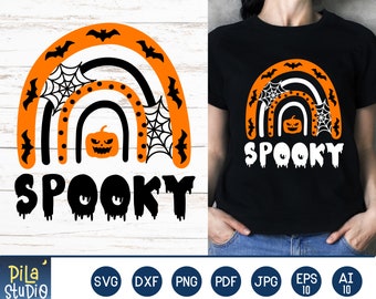 Rainbow Spooky SVG, Funny Halloween Svg, Rainbow Boo Svg, Halloween shirt Svg, SVG Cutting File, Imprimible, dxf, png, descarga instantánea