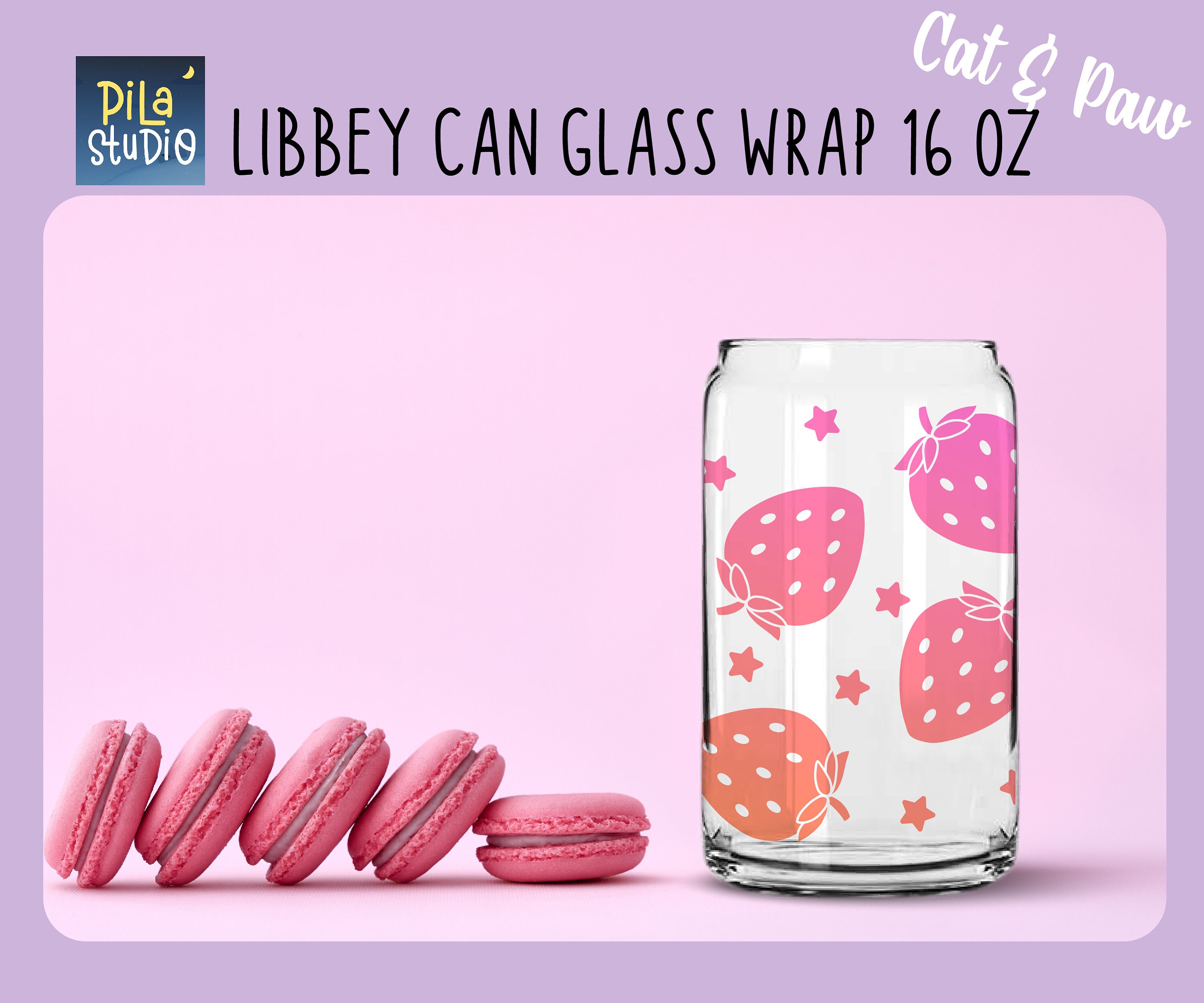 Strawberry Glass Wrap Svg Summer Can Glass Full Wrap Libbey Etsy