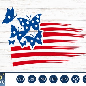 America Flag Butterfly Svg, Butterfly 4th of July Svg, Butterfly svg, Patriotic Svg, SVG Cutting File, Printable, dxf, png, instant download