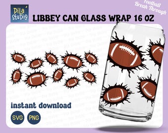 American Football Can Glass Wrap Svg, Sport Full Wrap Libbey 16oz Cricut Cut File Svg, Png, Football Coffee glass svg, instant download