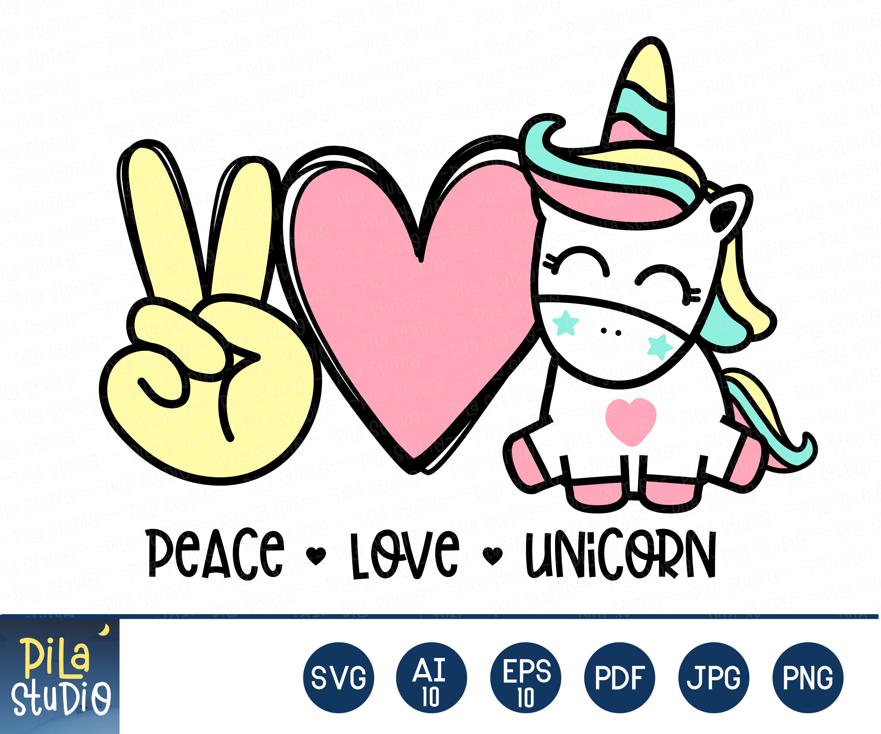Download Peace love Unicorn svg unicorn svg unicorn valentine's | Etsy