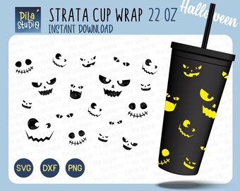 Halloween Strata SVG / Ghost Strata Cups SVG / Fai da te Full Wrap per Strata Cup 22 Oz Cricut Cut File Svg, Png, file Dxf / download istantaneo