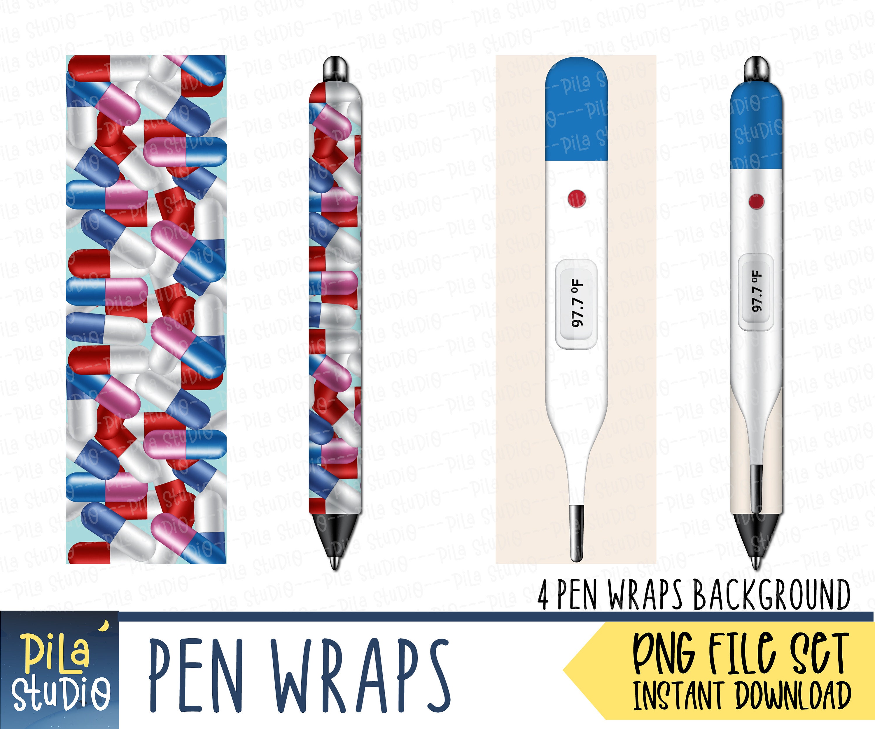Medical Pen Wraps PNG File Set Nurse Pen Wrap for Etsy