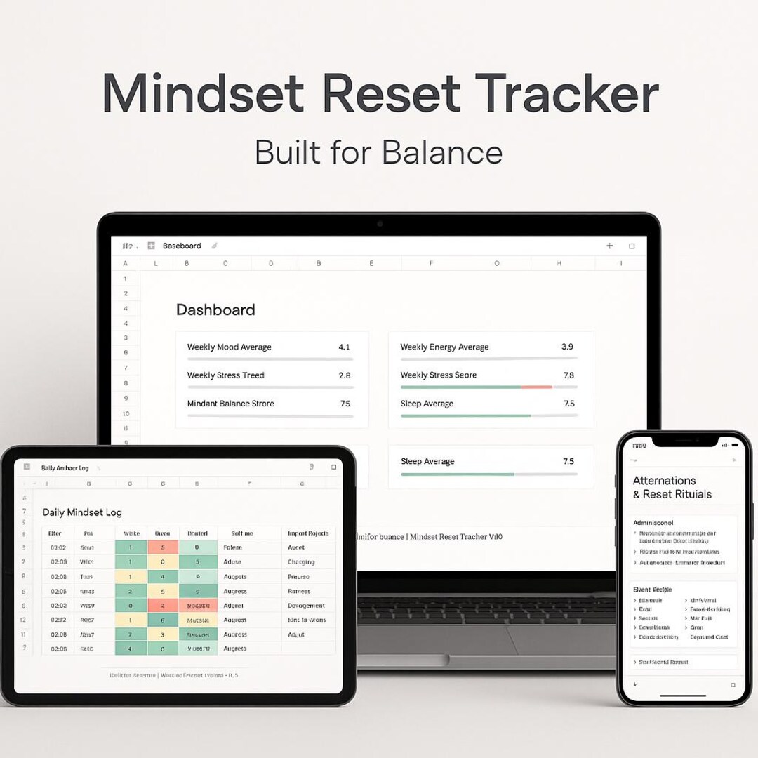 Mindset Reset Tracker | Mental Wellness & Reflection Google Sheets ...