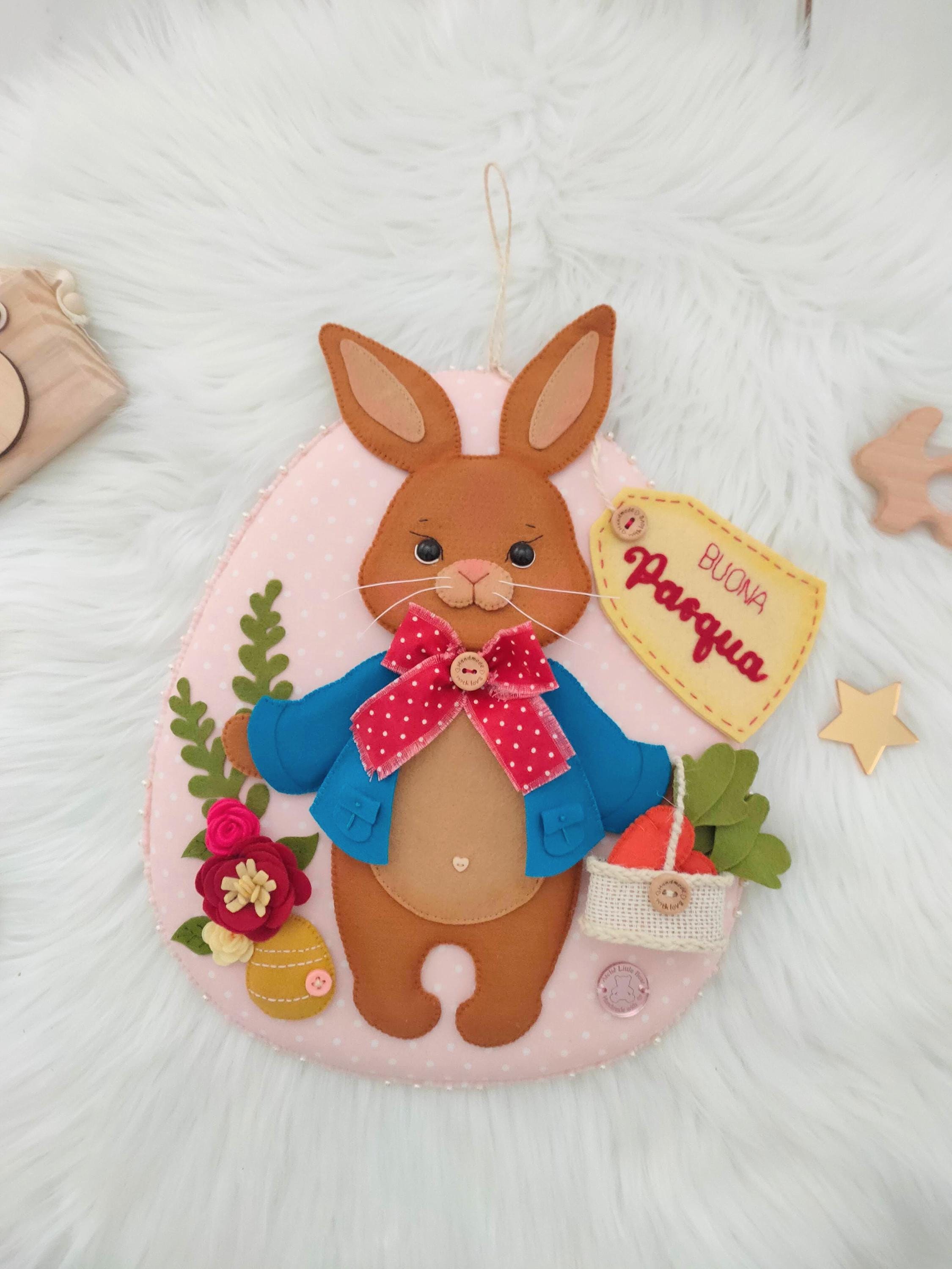 Ghirlanda Pasquale Con Coniglio – Decorazione Porta A Forma Di Coniglietto – 60x35x9 Cm – Con Scritta ''Buona Pasqua'' – Per Casa E Festività - 2