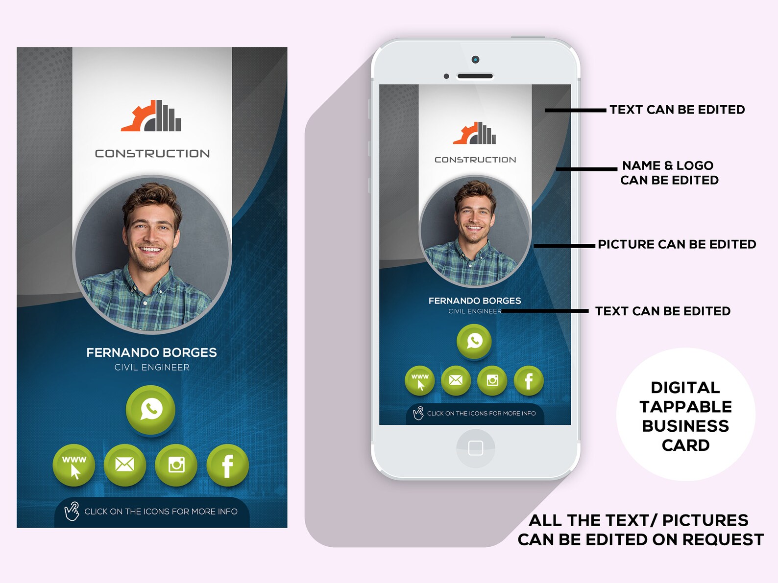 Digital Business Card with clickable links E Business Card Etsy