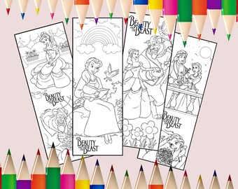 disney princesses coloring bookmarks set of 12 printable etsy
