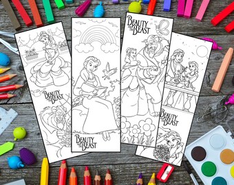 disney princesses coloring bookmarks set of 12 printable etsy
