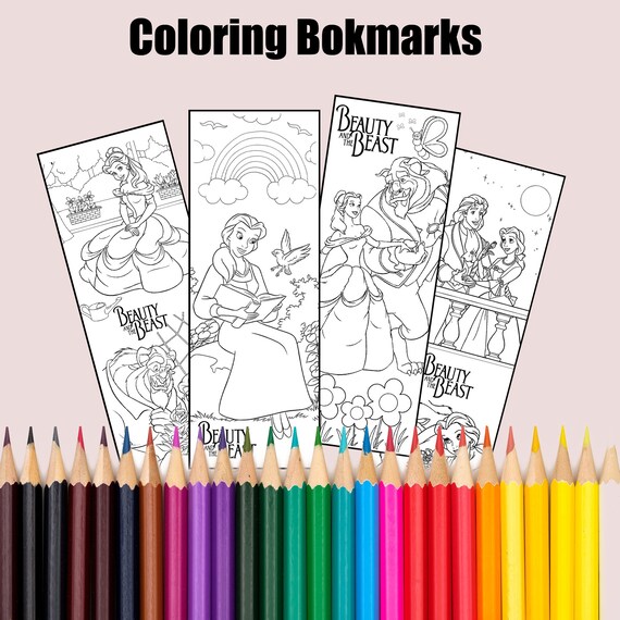 disney princesses coloring bookmarks set of 12 printable etsy