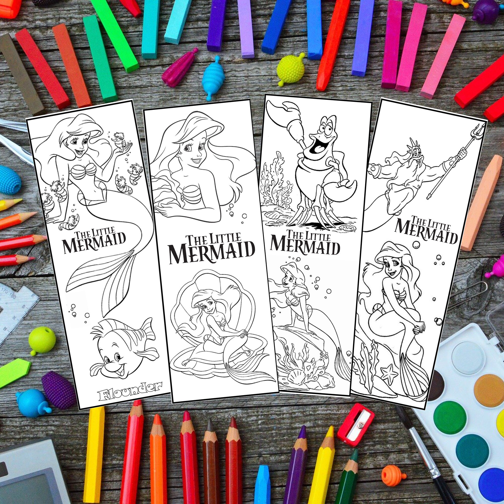 disney princesses coloring bookmarks set of 12 printable etsy