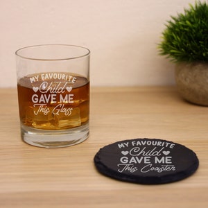 Engraved Tumbler Glass My Favourite Child Gave Me This Glass Design | Custom Whisky Glass | Gift for Parents Birthday | Funny Gift from Kids