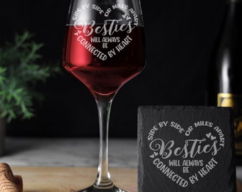 Best Friend Wine Glass and Coaster | Bestie Glass | Gift for Best Friend | Bestie Birthday Gift | Friendship Gift | Best Friend Appreciation