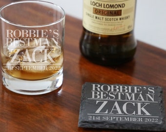 Personalised Best Man Glass Engraved Whisky Glass Tumbler Custom Best Man Whiskey Glass | Wedding Favour Gift from the Groom - Stag Do Gift