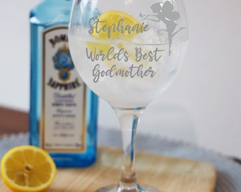 Personalised Engraved Best Godmother Gin Glass Gift | Fairy God Mother Personal Christening Gift | Godmother Proposal Gin Glass | Baptism