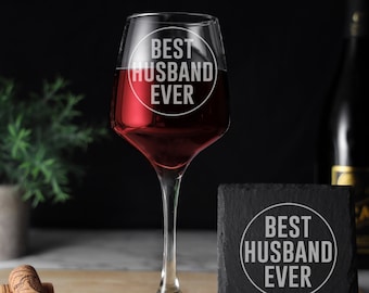 Best Husband Ever Glass Engraved Wine Glass | Worlds Greatest Husband Gift | Husband Anniversary Gift | Husband Birthday Gift | Husband Gift