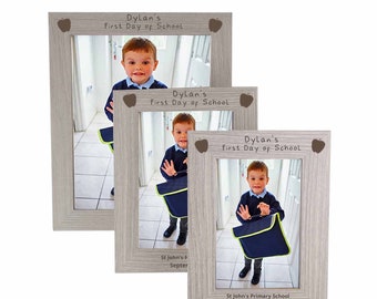 First Day at School Personalised Wooden Photo Frame | Engraved Wooden 1st Day Nursery or School Keepsake Frame | Back to School Memory Frame