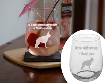 Personalised Engraved Stemless Glass | German Shepherd Glass for Wine or Any other drink! | Alsatian Dog Owner Gift | Gift from the New Dog