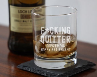 Verres à whisky gravés pour la retraite | Cadeau de retraite amusant | Cadeau collègue collègue | Cadeau de départ pour femme ou homme | Gobelet fantaisie