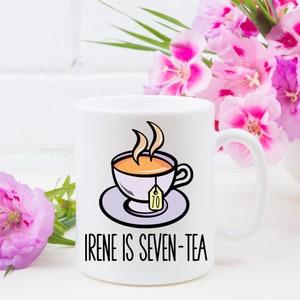 I Am Seven-Tea Funny 70th Birthday Mug and Coaster Personalised 70 Year Old Gifts - 70th Birthday Gift Idea - Gift for Tea Lovers - Tea Mug