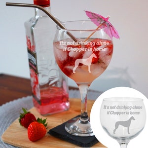 Gepersonaliseerde gegraveerd Greyhound Dog-ginglas | Lasergeëtst gin-hondenglas voor eigenaar van een windhond | Cadeau voor hondenliefhebber | Hondennaam op glas