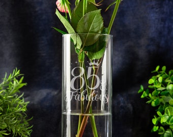 Vaso de vidro gravado para aniversário | Personalizado com qualquer idade e nome