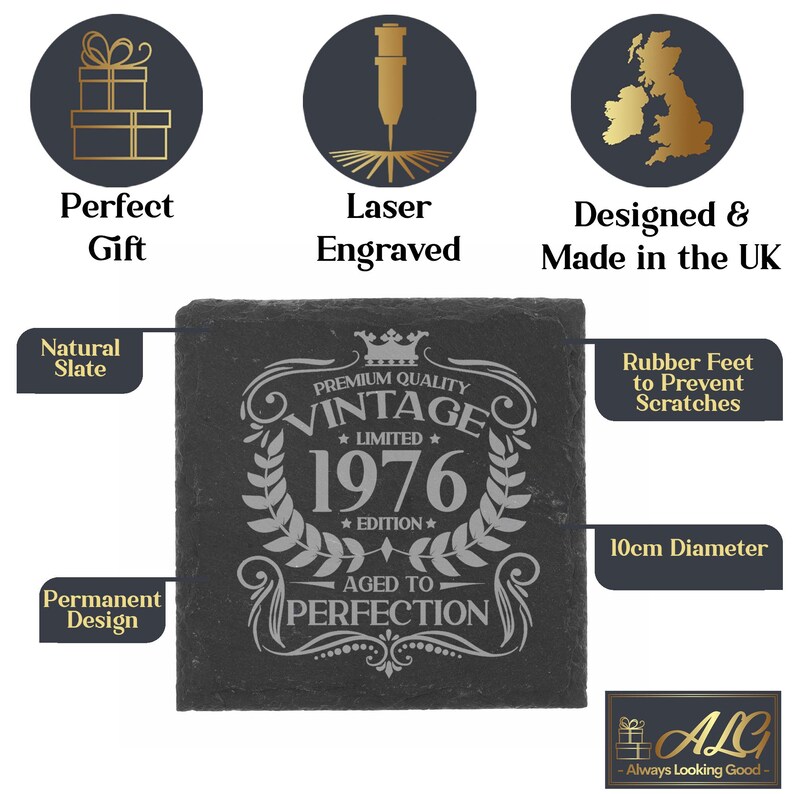 Vintage 1976 Engraved Beer Pint Glass - Personalised 50th Birthday Gift – 50 Year Old Aged to Perfection Beer Cider Lager Tulip Pint Glass image 15