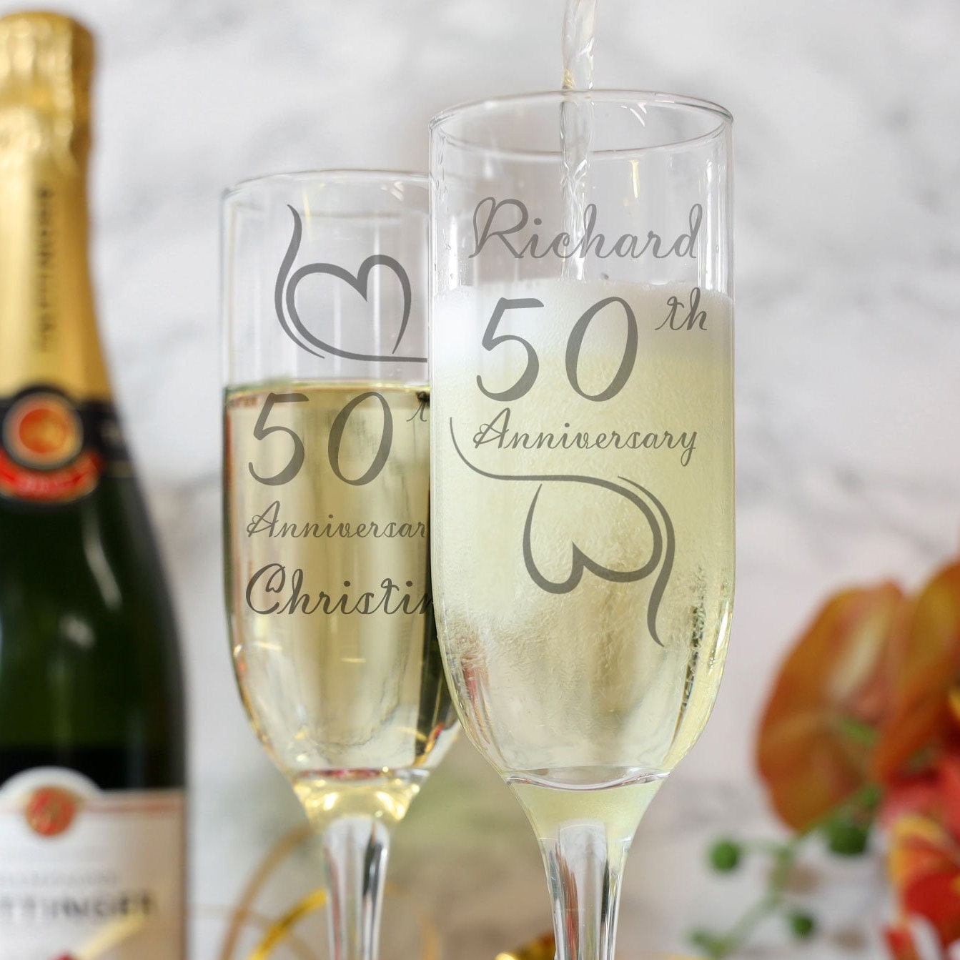 1st Anniversary Champagne Flutes Personalized Champagne Glasses for  Couples, Wedding Anniversary Gift, Design: A1 