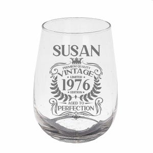 Vintage 1976 Engraved Stemless Gin Glass and/or Coaster Personalised 50th Birthday Gift Aged to Perfection – Gift for Her 50 Year Old Gifts immagine 18