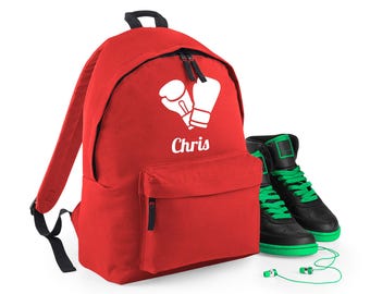 Personalised Boxing Gloves Backpack | Stylish Rucksack for Kids | Ideal for Sports Gear Storage | 20x20x40cm Durable Training Kit Holder