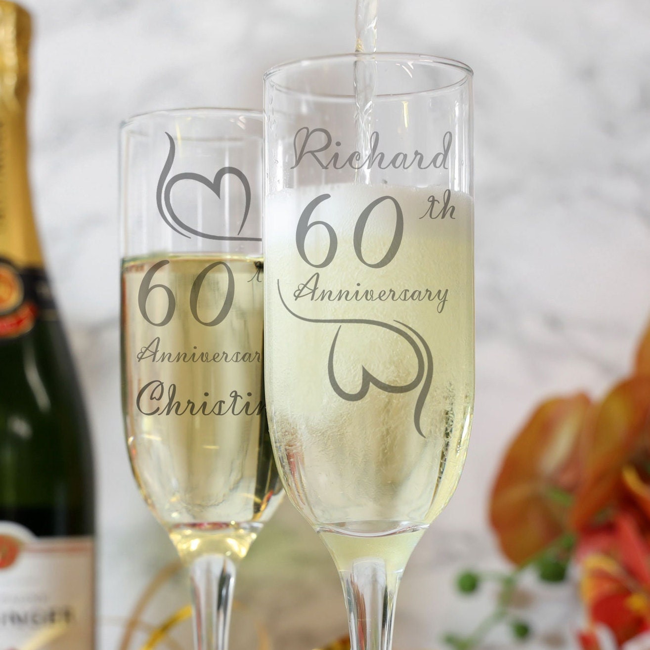 Cadeau 60ème Anniversaire - Gravure Or Rose - 18oz