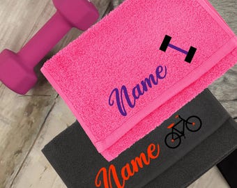 Personalised Embroidered Gym Towel |Towel Running Spin Cycling Workout Themed | Sports Towel Men Women | Personalised Fitness Gift With Name