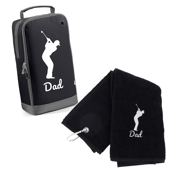 DAD or GRANDAD Golf Towel or Shoe Bag or Set of Both Black Golfing Shoe Bag and Towel Personalised Golfer Gift for Fathers Day Birthday Etsy