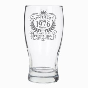 Vintage 1976 Engraved Beer Pint Glass - Personalised 50th Birthday Gift – 50 Year Old Aged to Perfection Beer Cider Lager Tulip Pint Glass image 11